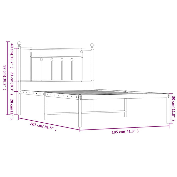 Cadru de pat din metal cu tăblie, negru, 100x200 cm - WALTI WALTI