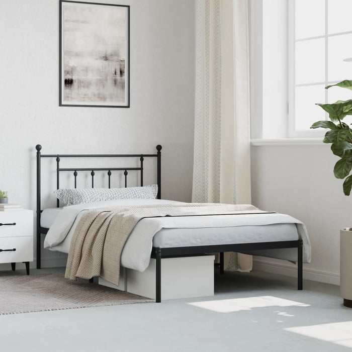 Cadru de pat din metal cu tăblie, negru, 107x203 cm WALTI