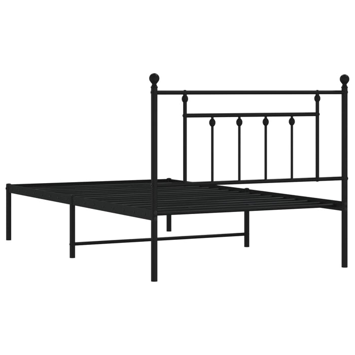 Cadru de pat din metal cu tăblie, negru, 107x203 cm WALTI