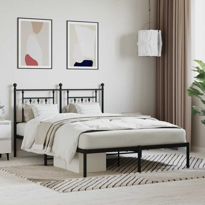 Cadru de pat metalic cu tăblie, negru, 140x200 cm WALTI