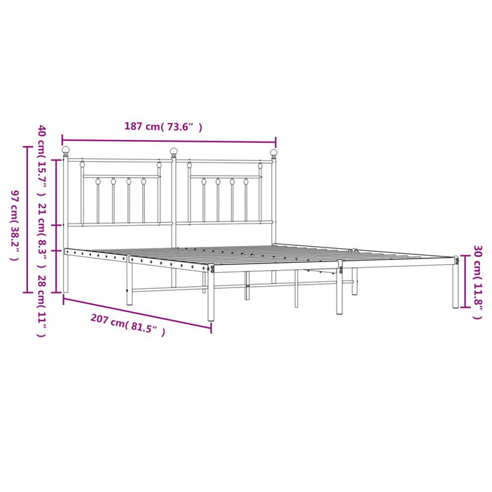 Cadru de pat metalic cu tăblie, negru, 180x200 cm - WALTI WALTI