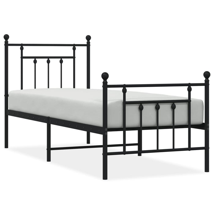 Cadru pat metalic cu tăblii de cap/picioare, negru, 75x190 cm - WALTI WALTI