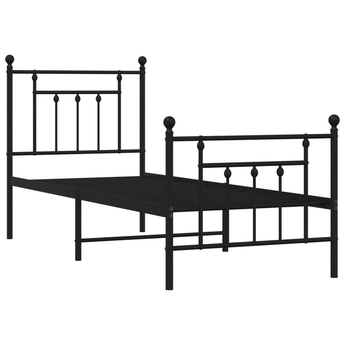 Cadru pat metalic cu tăblii de cap/picioare, negru, 75x190 cm - WALTI WALTI