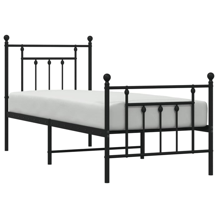 Cadru pat metalic cu tăblii de cap/picioare, negru, 75x190 cm - WALTI WALTI