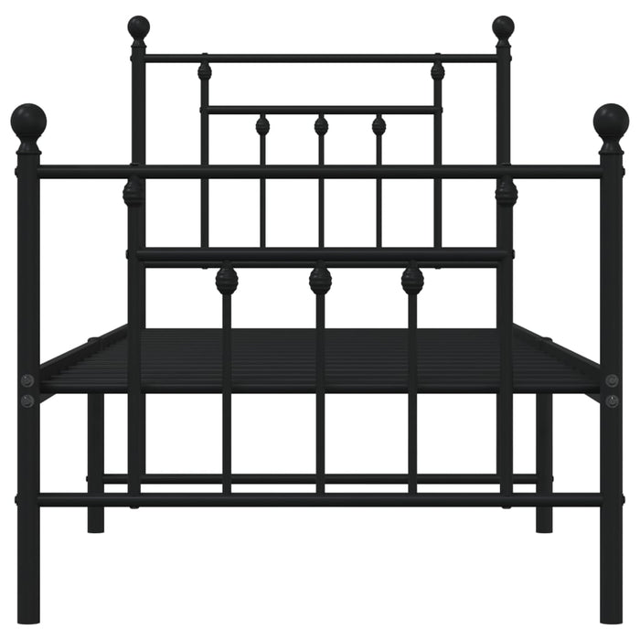Cadru pat metalic cu tăblii de cap/picioare, negru, 75x190 cm - WALTI WALTI
