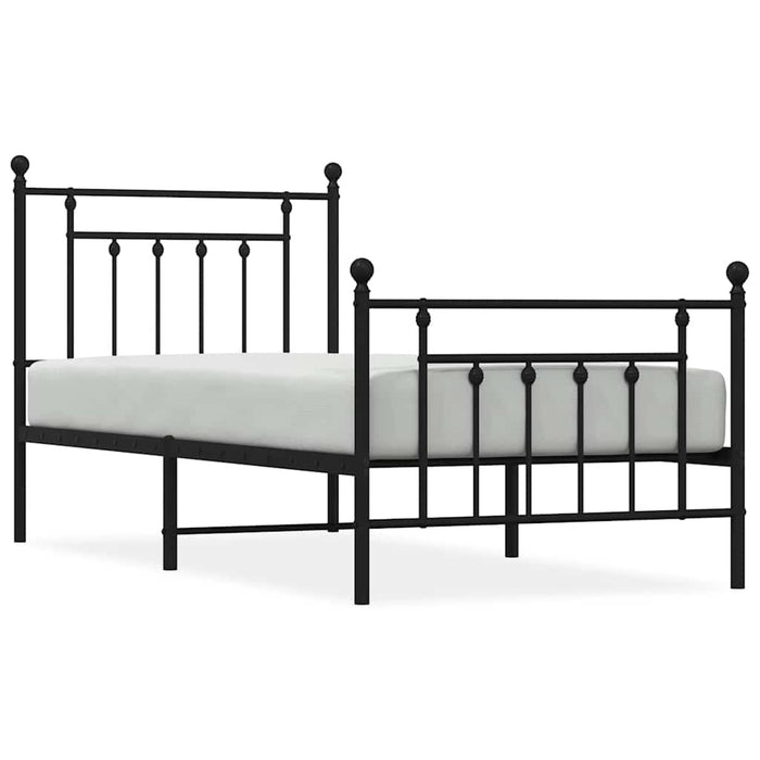 Cadru pat metalic cu tăblii de cap/picioare, negru, 90x190 cm WALTI