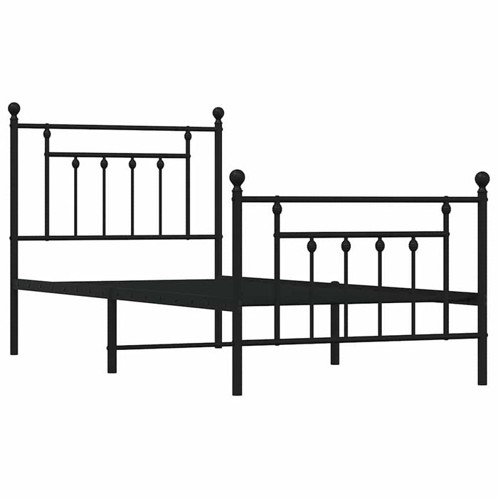 Cadru pat metalic cu tăblii de cap/picioare, negru, 90x190 cm WALTI