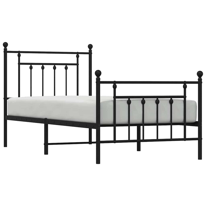 Cadru pat metalic cu tăblii de cap/picioare, negru, 90x190 cm WALTI