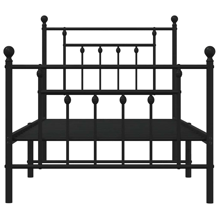 Cadru pat metalic cu tăblii de cap/picioare, negru, 90x190 cm WALTI