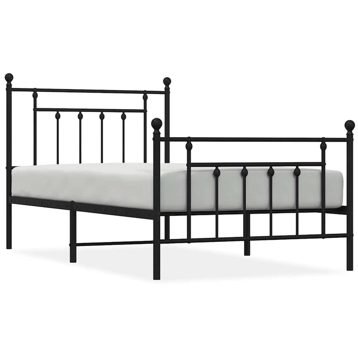 Cadru pat metalic cu tăblii de cap/picioare, negru, 100x190 cm WALTI