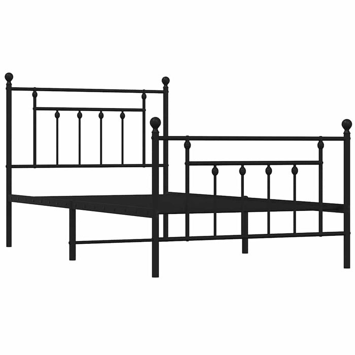Cadru pat metalic cu tăblii de cap/picioare, negru, 100x190 cm WALTI
