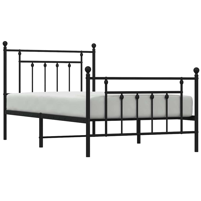 Cadru pat metalic cu tăblii de cap/picioare, negru, 100x190 cm WALTI