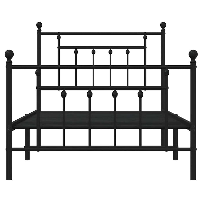 Cadru pat metalic cu tăblii de cap/picioare, negru, 100x190 cm WALTI