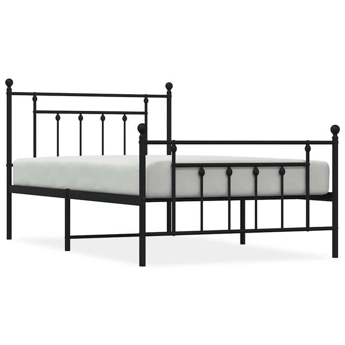 Cadru pat metalic cu tăblii de cap/picioare, negru, 100x200 cm - WALTI WALTI