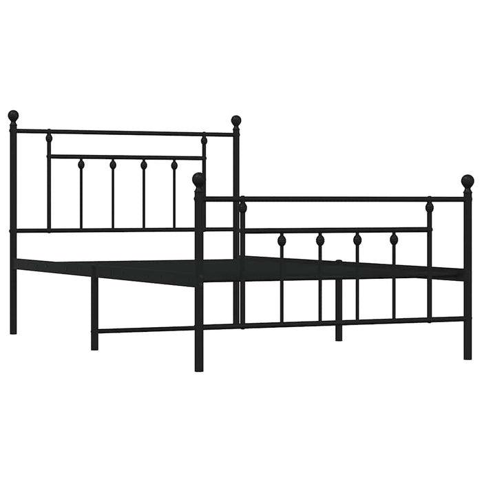 Cadru pat metalic cu tăblii de cap/picioare, negru, 100x200 cm - WALTI WALTI