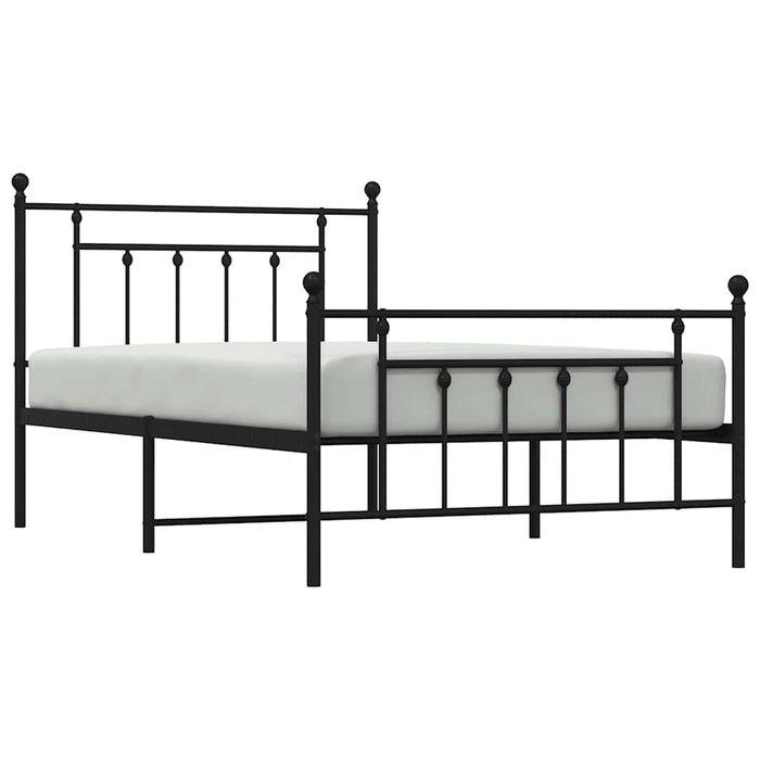 Cadru pat metalic cu tăblii de cap/picioare, negru, 100x200 cm - WALTI WALTI