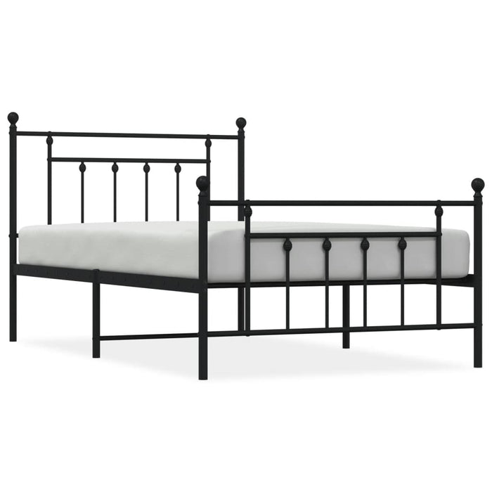 Cadru pat metalic cu tăblii de cap/picioare, negru, 107x203 cm - WALTI WALTI