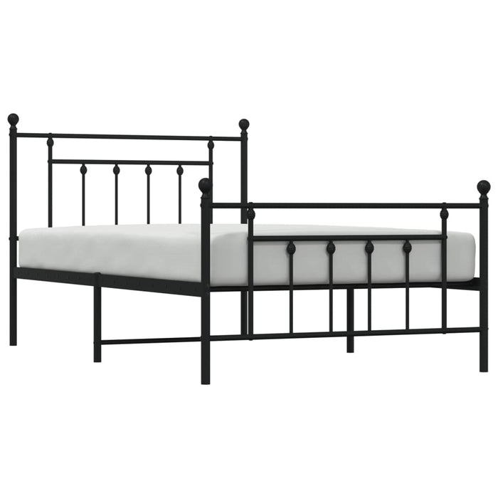 Cadru pat metalic cu tăblii de cap/picioare, negru, 107x203 cm - WALTI WALTI