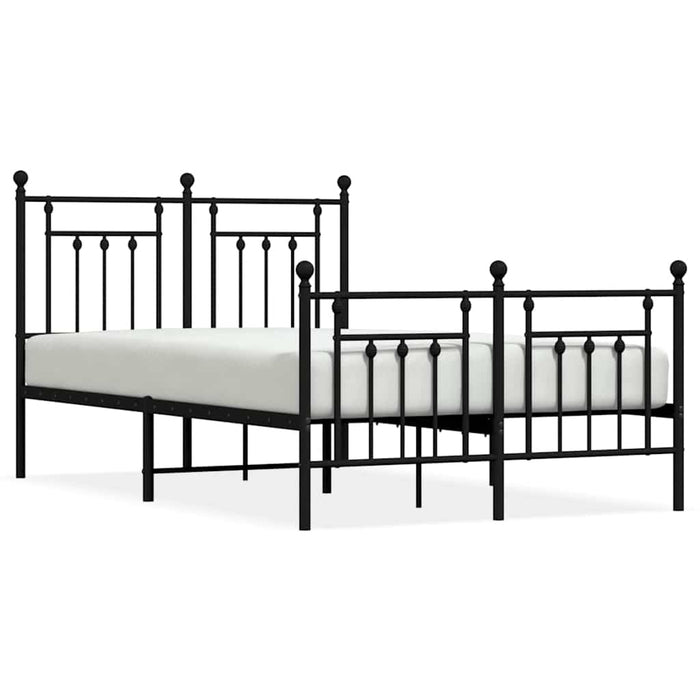 Cadru pat metalic cu tăblie de cap/picioare, negru, 135x190 cm WALTI