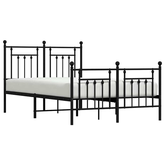 Cadru pat metalic cu tăblie de cap/picioare, negru, 135x190 cm WALTI