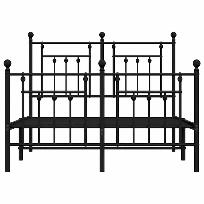 Cadru pat metalic cu tăblie de cap/picioare, negru, 135x190 cm WALTI