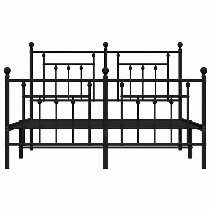 Cadru pat metalic cu tăblie de cap/picioare, negru, 150x200 cm WALTI