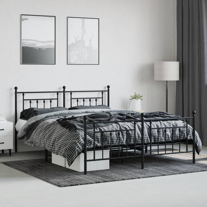 Cadru pat fără saltea, tăblie de picioare negru 180x200cm metal - WALTI WALTI