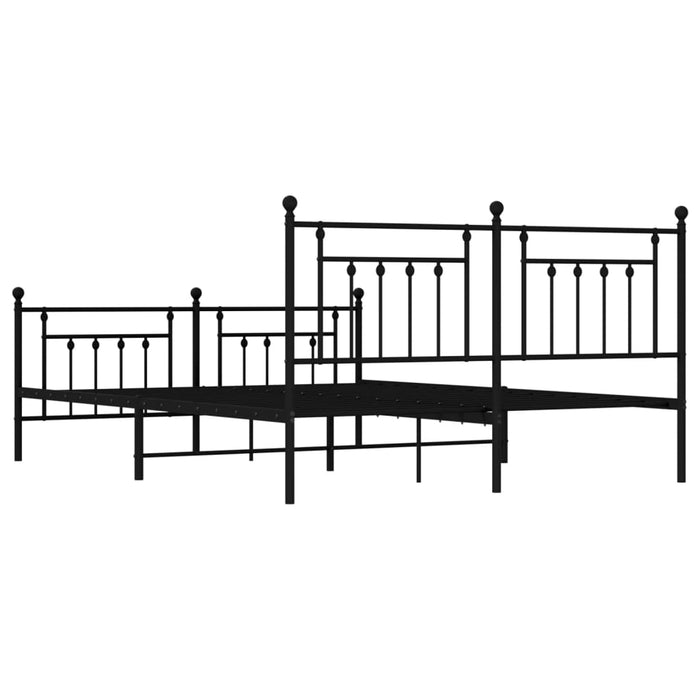 Cadru pat fără saltea, tăblie de picioare negru 180x200cm metal - WALTI WALTI