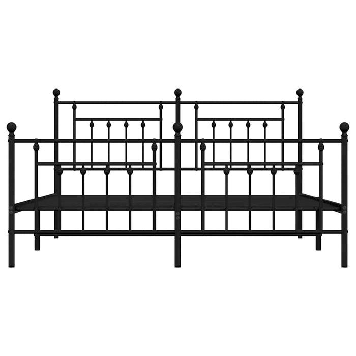 Cadru pat metalic cu tăblii de cap/picioare, negru, 183x213 cm - WALTI WALTI