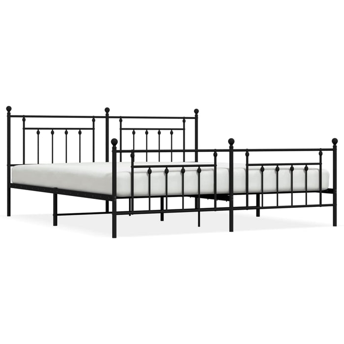 Cadru pat metalic cu tăblii de cap/picioare, negru, 200x200 cm - WALTI WALTI