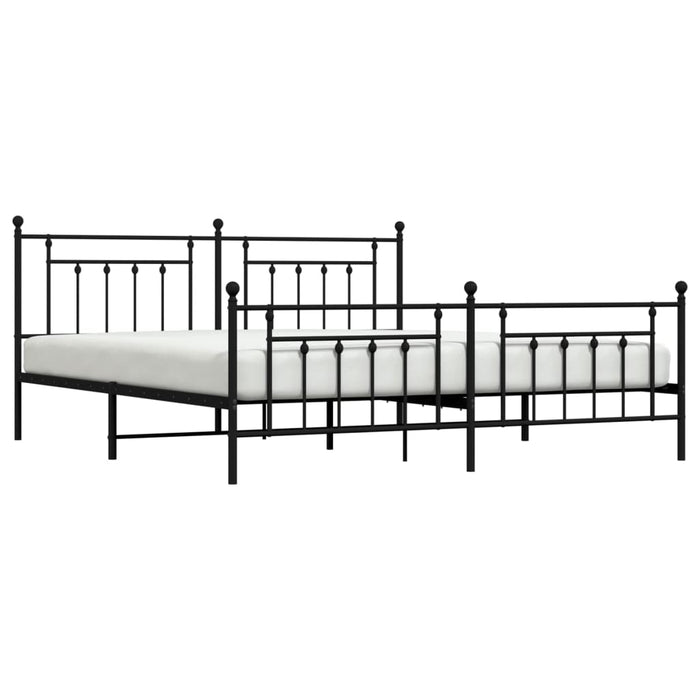 Cadru pat metalic cu tăblii de cap/picioare, negru, 200x200 cm - WALTI WALTI
