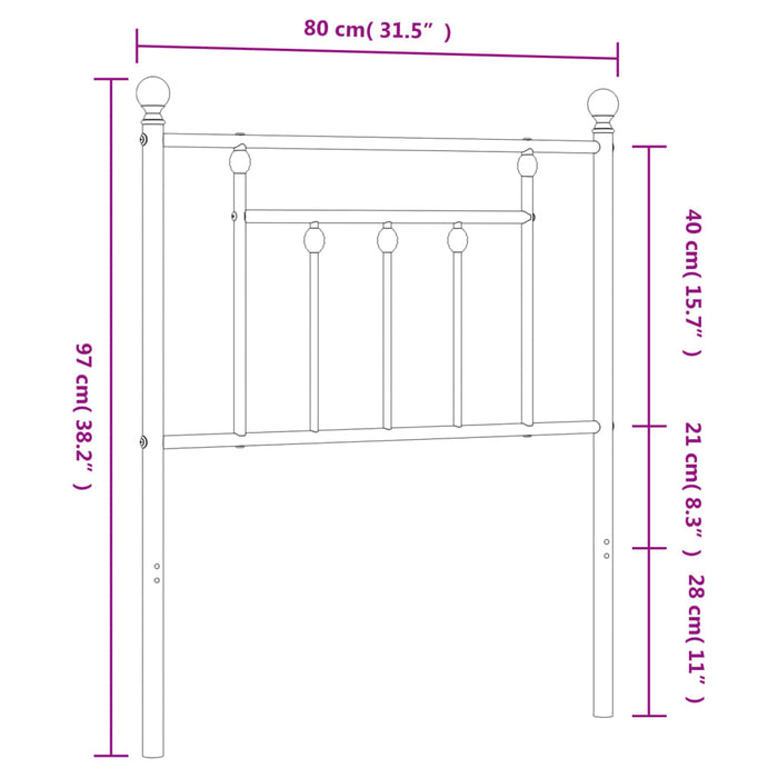Tăblie de pat de schimb metalică, negru, 75 cm WALTI