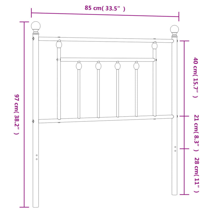 Tăblie de pat de schimb metalică, negru, 80 cm - WALTI WALTI