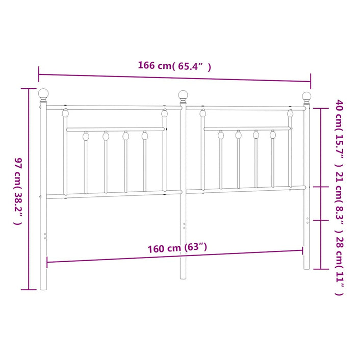 Tăblie de pat de schimb metalică, negru, 160 cm WALTI