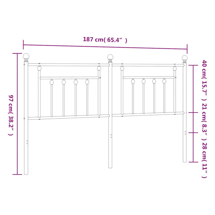 Tăblie de pat de schimb metalică, negru, 180 cm WALTI