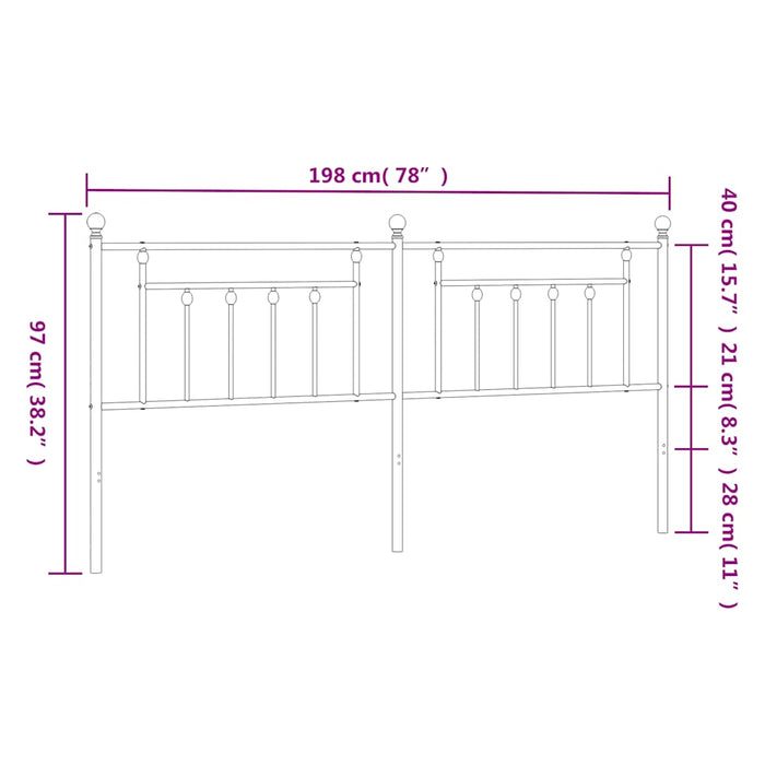 Tăblie de pat de schimb metalică, negru, 193 cm WALTI