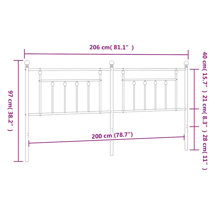 Tăblie de pat de schimb metalică, negru, 200 cm WALTI