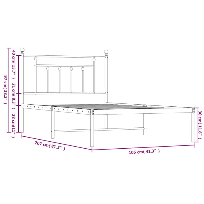 Cadru de pat din metal cu tăblie, alb, 100x200 cm - WALTI WALTI