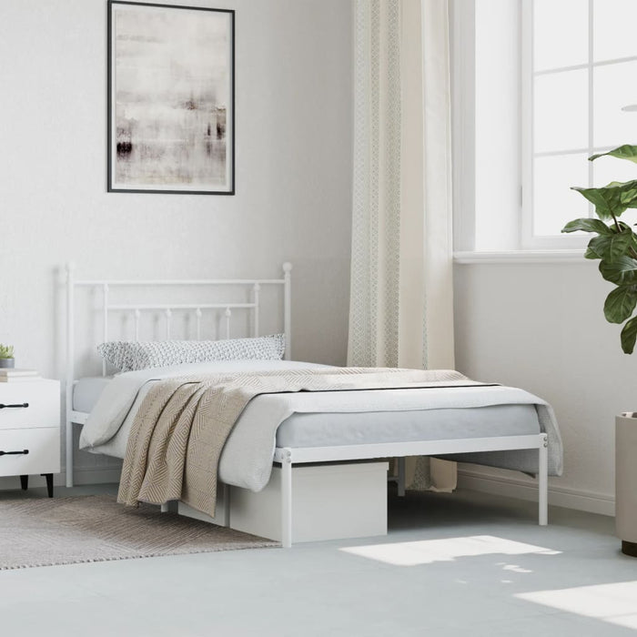 Cadru de pat din metal cu tăblie, alb, 107x203 cm - WALTI WALTI