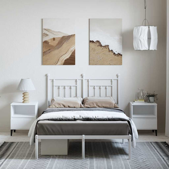 Cadru de pat metalic cu tăblie, alb, 135x190 cm - WALTI WALTI