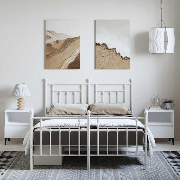 Cadru de pat metalic cu tăblie, alb, 150x200 cm - WALTI WALTI