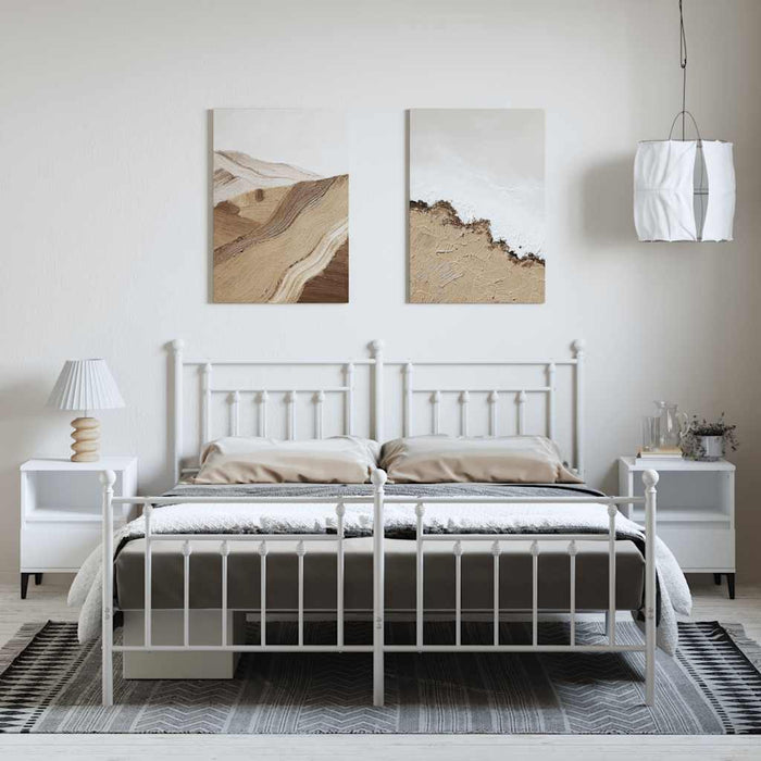Cadru de pat metalic cu tăblie de cap/picioare, alb, 183x213 cm - WALTI WALTI