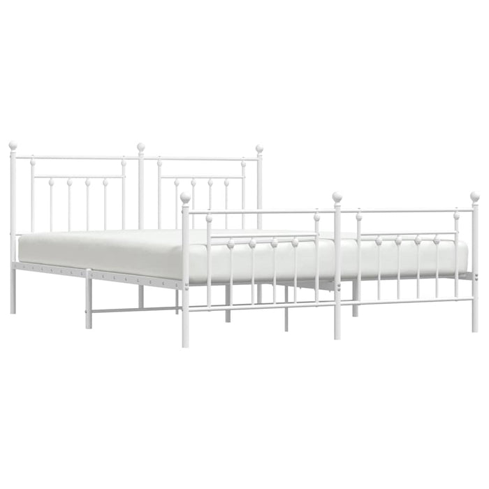 Cadru de pat metalic cu tăblie de cap/picioare, alb, 183x213 cm - WALTI WALTI