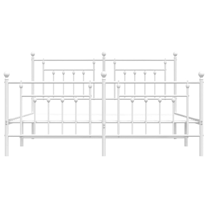 Cadru de pat metalic cu tăblie de cap/picioare, alb, 183x213 cm - WALTI WALTI