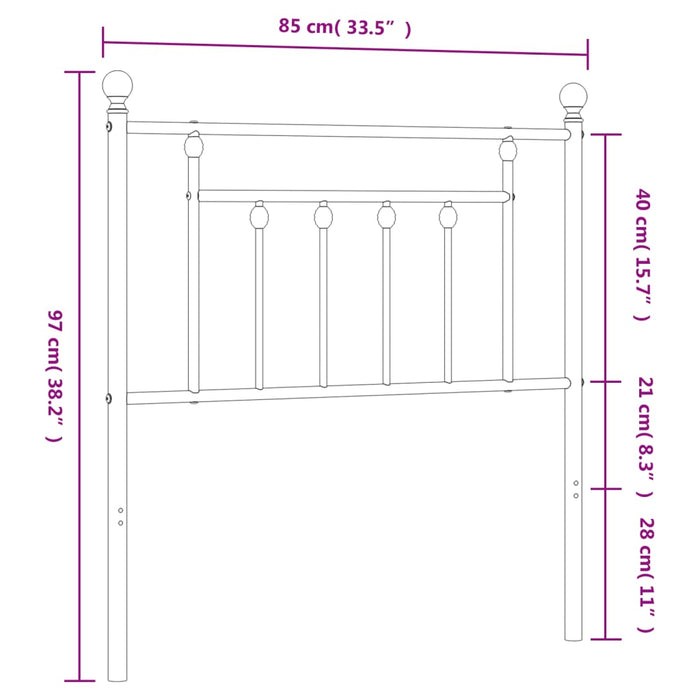 Tăblie de pat de schimb metalică, alb, 80 cm WALTI