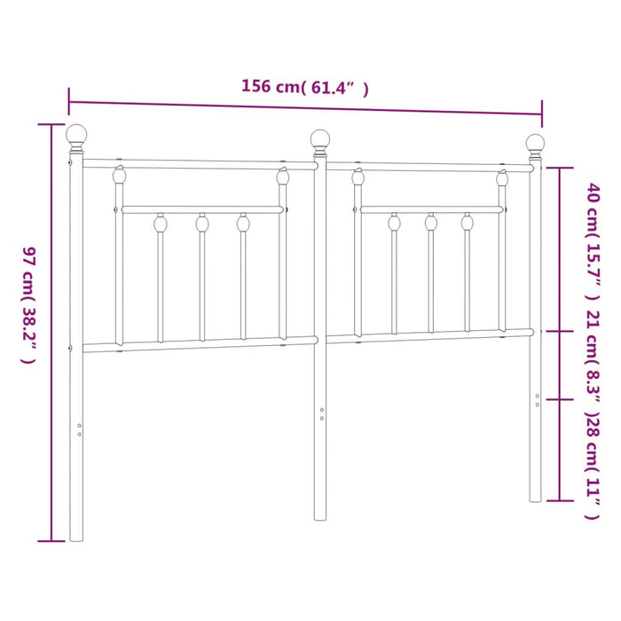 Tăblie de pat metalică, alb, 150 cm - WALTI WALTI