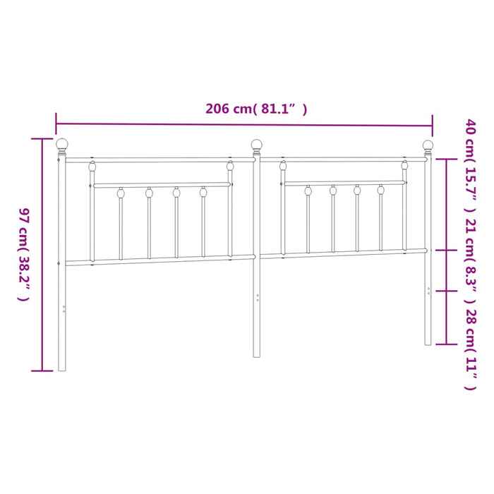 Tăblie de pat de schimb metalică, alb, 200 cm WALTI
