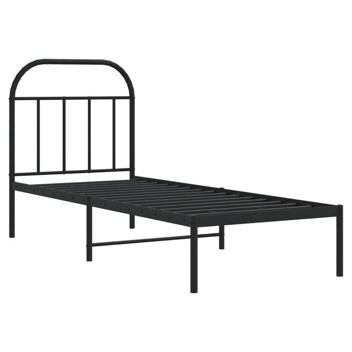 Cadru de pat metalic cu tăblie, negru, 75x190 cm - WALTI WALTI