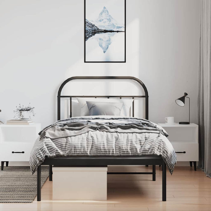 Cadru de pat din metal cu tăblie, negru, 100x200 cm WALTI