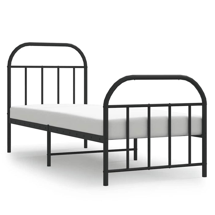 Cadru pat metalic cu tăblii de cap/picioare, negru, 75x190 cm WALTI